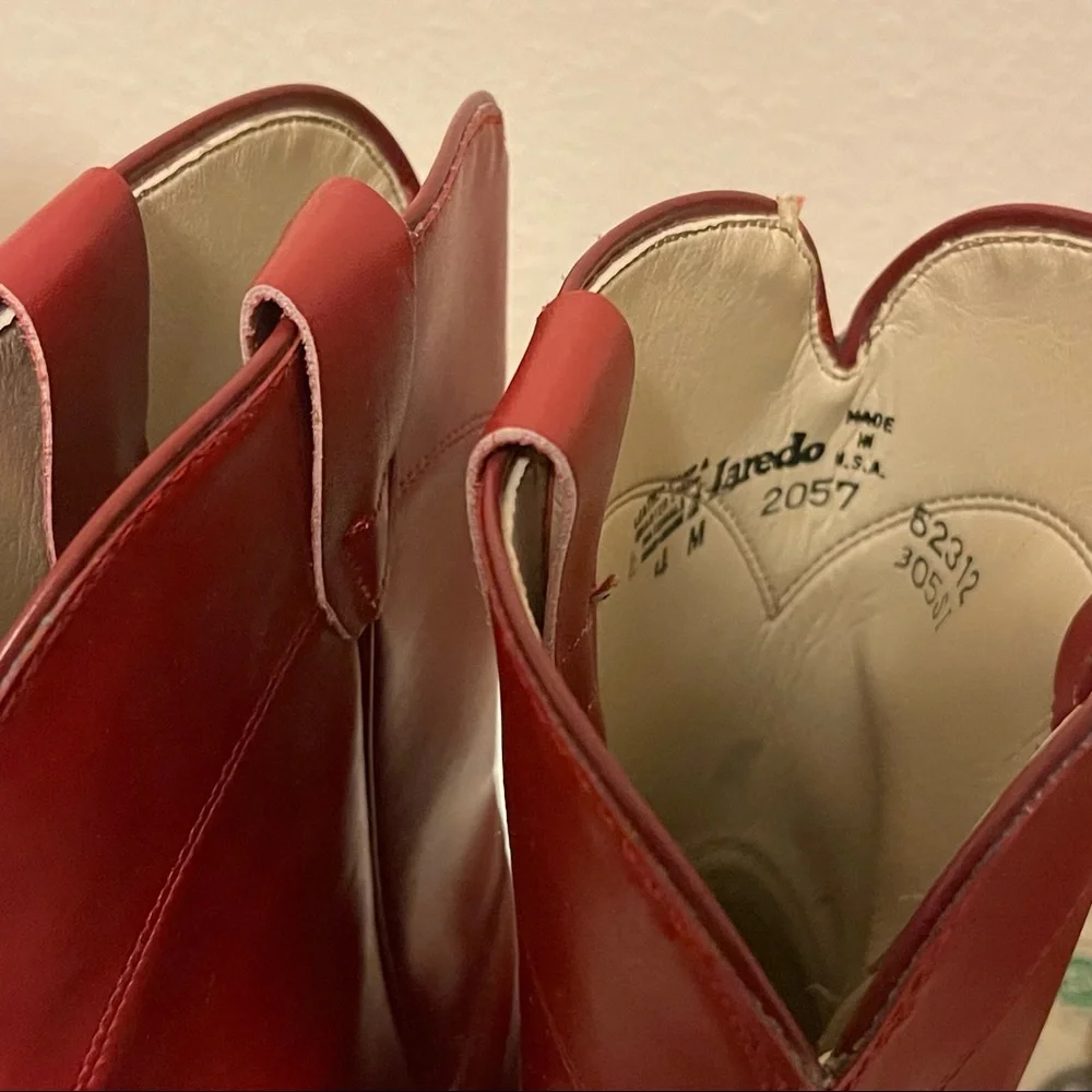 LAREDO 62312  Red Leather Roper Western Cowboy Boots - Picture 8 of 10